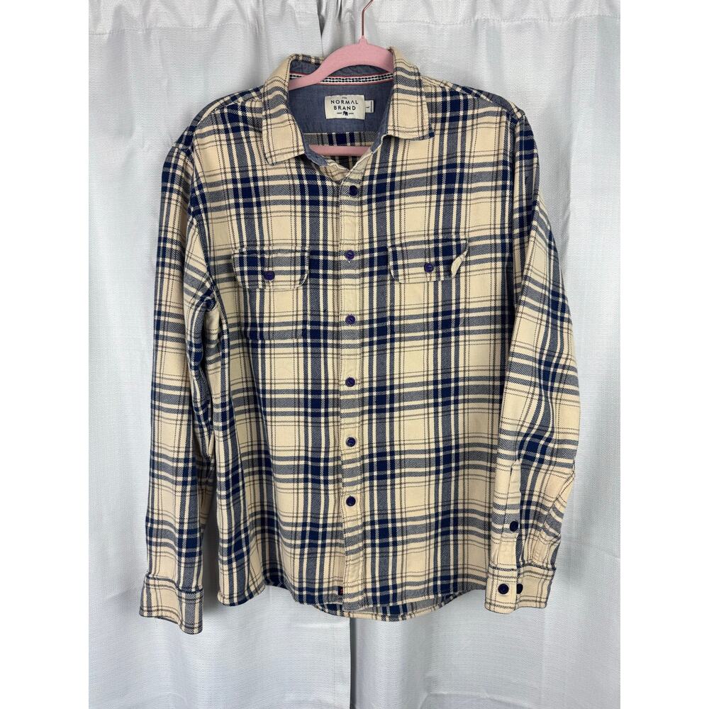 The Normal Brand Plaid Flannel Shirt Large Cotton Shacket Coastal‎ Grandpa